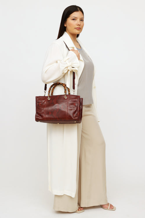 Gucci 2014 Limited Edition Burgundy Bamboo Shopper Bag