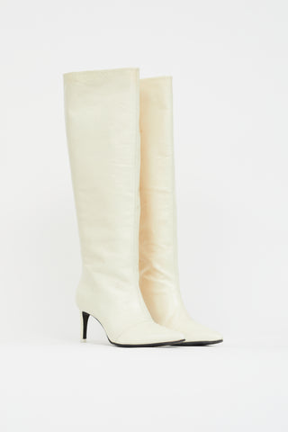 Rag & Bone Cream Leather Pointed Knee High Boot