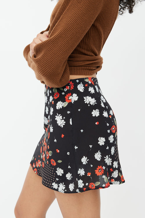 Réalisation Par Black Silk Floral Mini Skirt