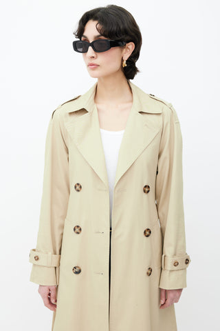 Reformation Beige Double Breasted Belted Coat