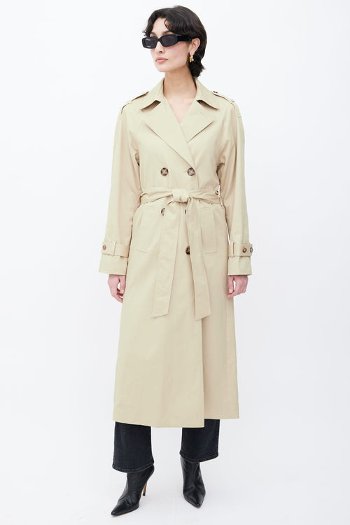 Reformation Beige Double Breasted Belted Coat