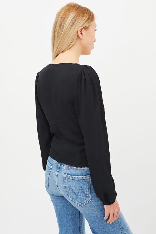 Reformation Black Nell Long Sleeve Blouse