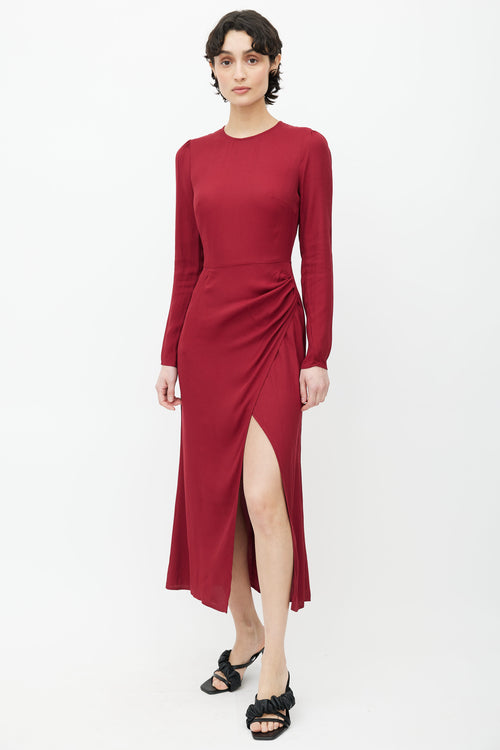 Reformation Burgundy Long Sleeve Midi Dress