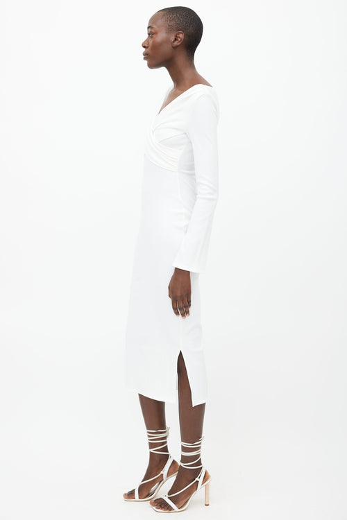 Reformation White Ribbed Knit Long Dress