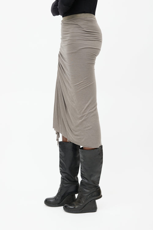 Rick Owens Lilies Grey Asymmetrical Slit Skirt