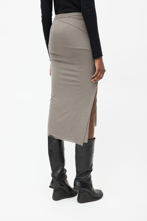 Rick Owens Lilies Grey Asymmetrical Slit Skirt
