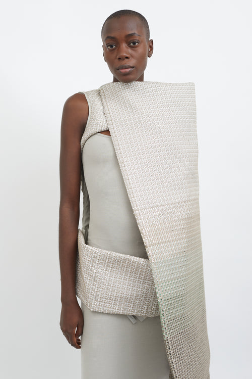 Rick Owens SS18 Grey & White Sequin Asymmetrical Tunic Top
