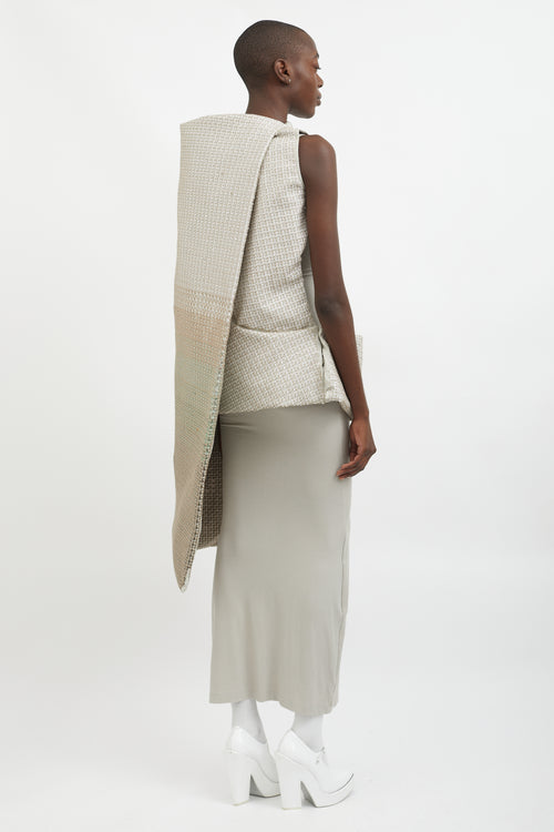 Rick Owens SS18 Grey & White Sequin Asymmetrical Tunic Top