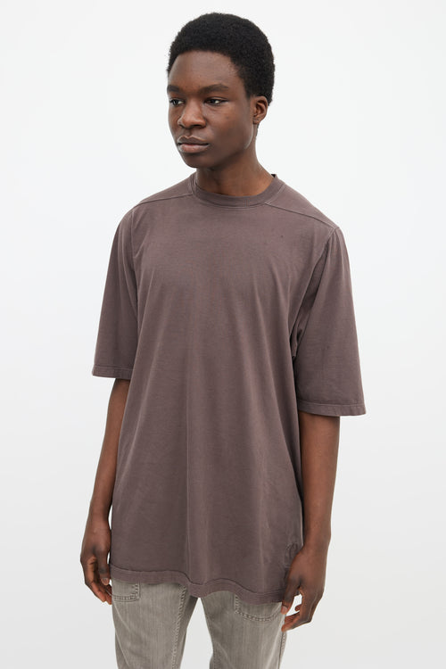Rick Owens Raisin Brown Short Sleeve Oversized T-Shirt