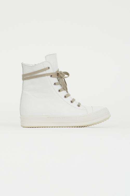 Rick Owens White Leather Ramones High-Top Sneaker