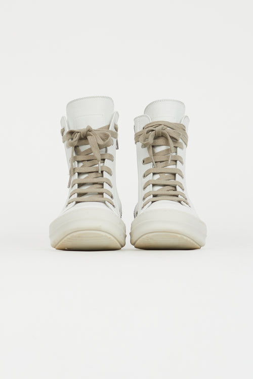 Rick Owens White Leather Ramones High-Top Sneaker