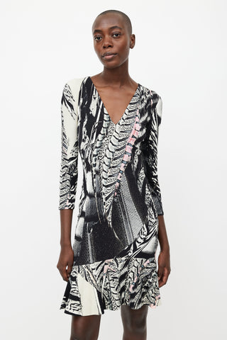 Roberto Cavalli Black & Multicolour Print Dress
