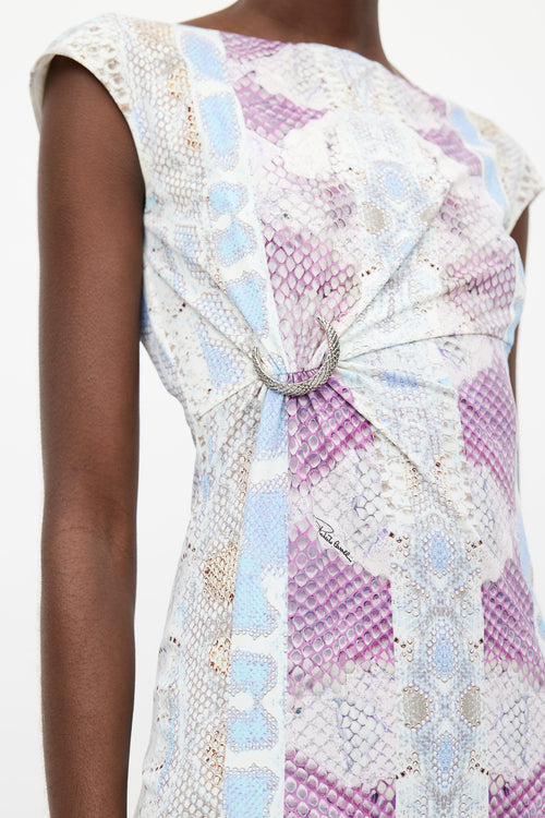 Roberto Cavalli White & Multicolour Print Dress