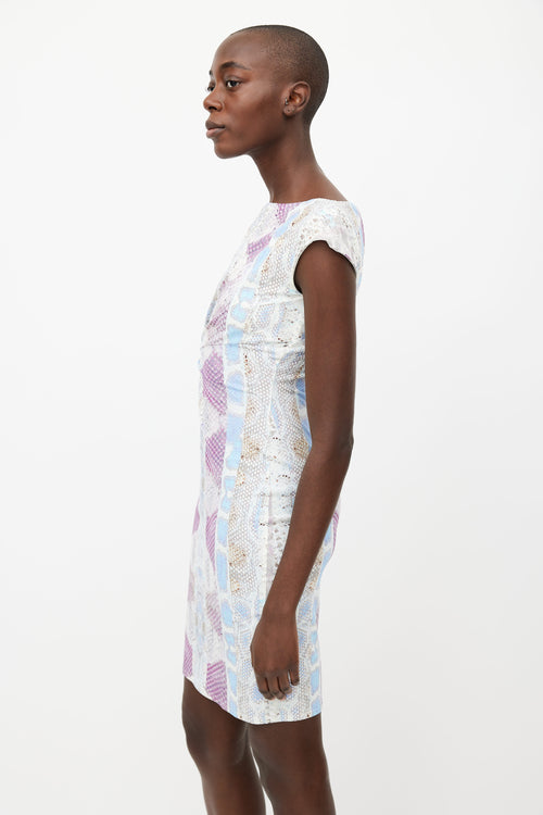 Roberto Cavalli White & Multicolour Print Dress