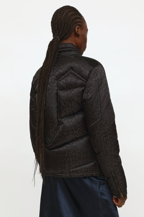 Roberto Cavalli Black Patterned Puffer Jacket