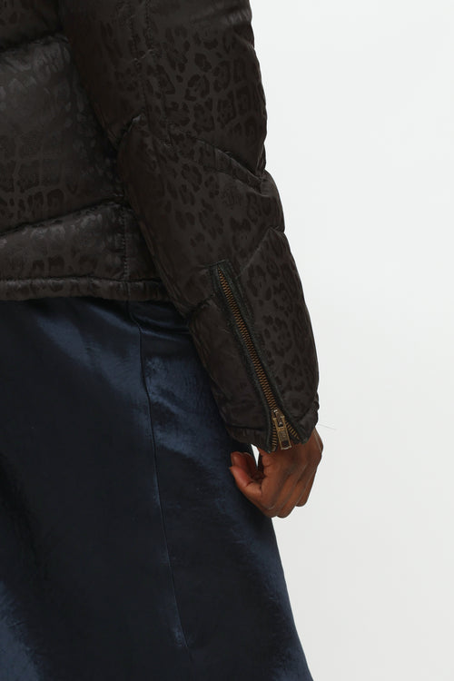 Roberto Cavalli Black Patterned Puffer Jacket