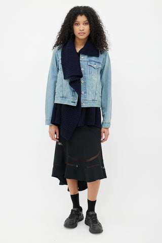 Sacai Blue Denim & Knit Layered Jacket