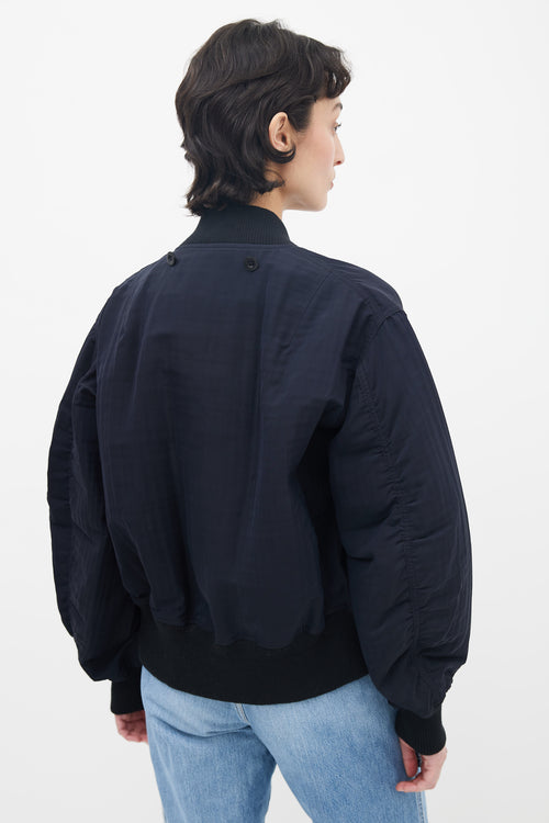 Sacai Black Nylon Full-Zip Belted Bomber Jacket