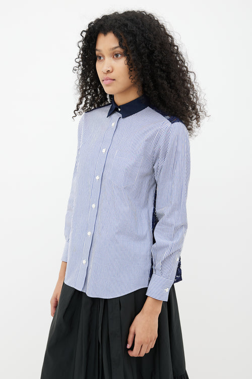 Sacai Navy Stripe & Lace  Shirt