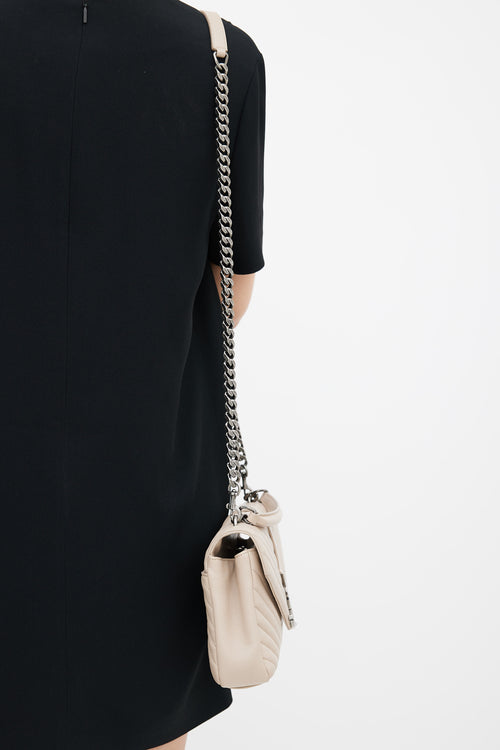 Saint Laurent Taupe College Medium Quilted Leather Chain Shoulder Bag