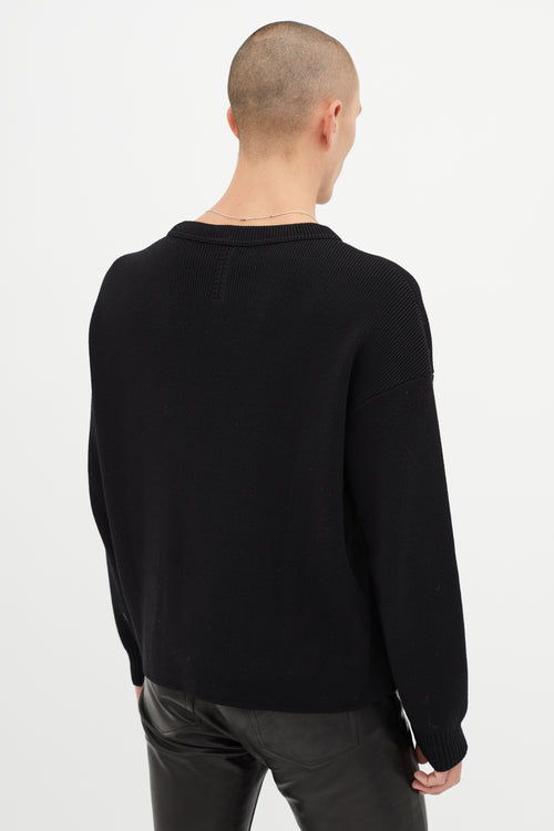 Saint Laurent Black Button Shoulder Sweater