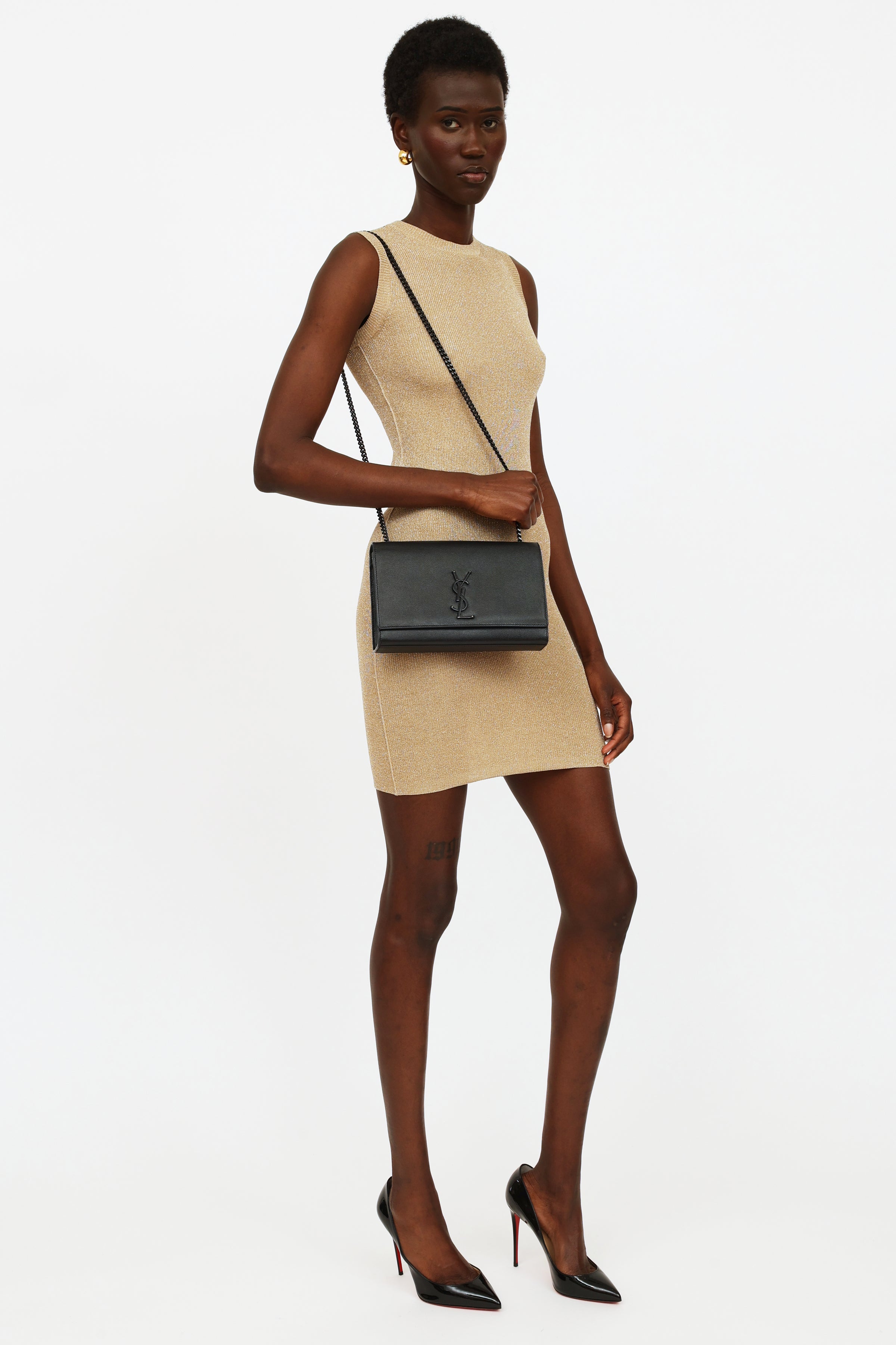 YSL Small Kate Shoulder Bag Black On Black - LVLENKA Luxury Consignment