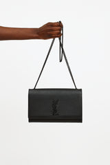 Pompom kate leather crossbody bag Saint Laurent Black in Leather - 32192294