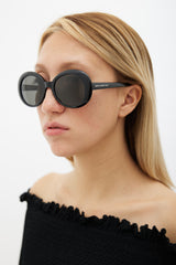 Saint Laurent // Black Oval Surf SL98 Sunglasses – VSP Consignment