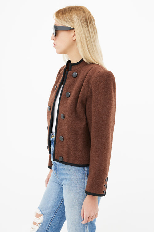Saint Laurent 80s Brown Wool & Black Trim Blazer
