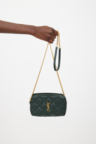 Saint Laurent Green Becky Quilted Leather Bag