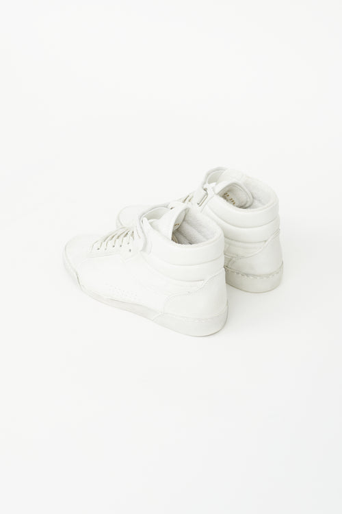 White Leather Distressed Lenny High-Top Sneaker