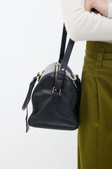 Saint Laurent Black & White Leather Speedy 30 Bag