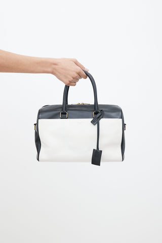 Saint Laurent Black & White Leather Speedy 30 Bag