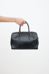 Saint Laurent Black & White Leather Speedy 30 Bag