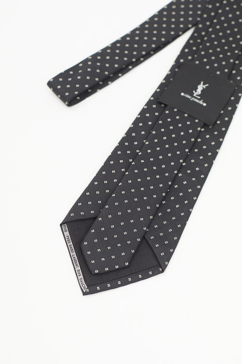 Saint Laurent Black & White Silk Square Tie