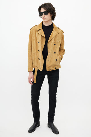 Saint Laurent Brown Suede Double Breasted Jacket