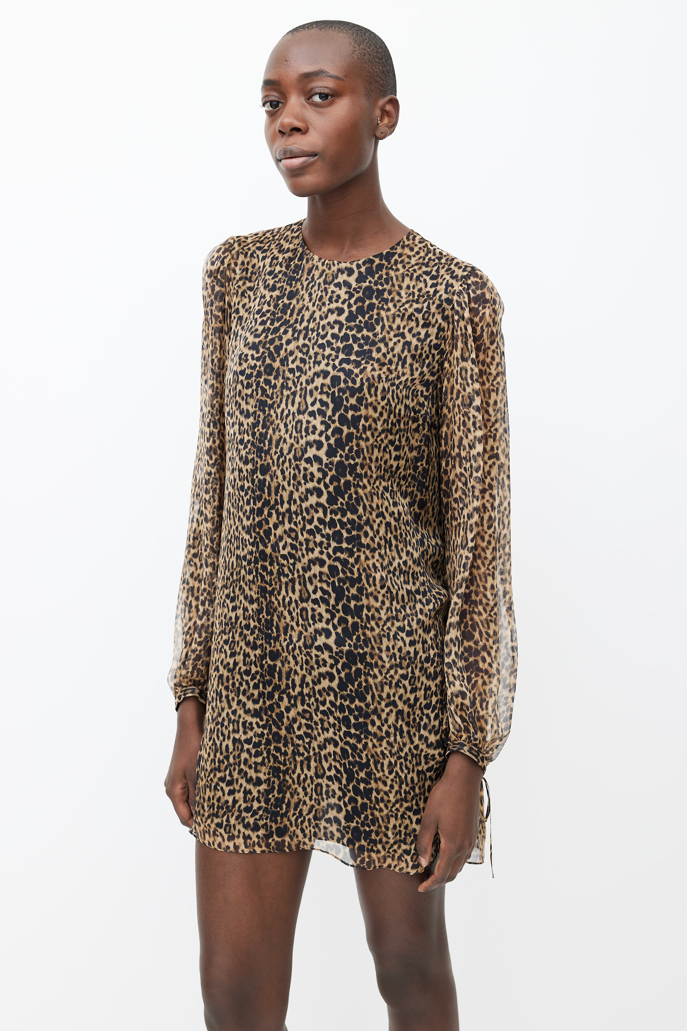 Saint Laurent: Black & Tan Silk Tiger Print Shirt