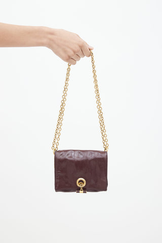 Saint Laurent Burgundy Patent Leather Mini Muse Bag