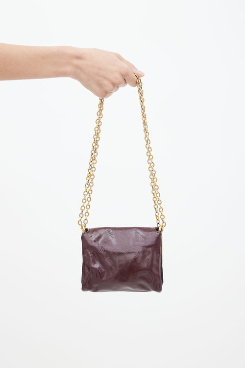 Saint Laurent Burgundy Patent Leather Mini Muse Bag