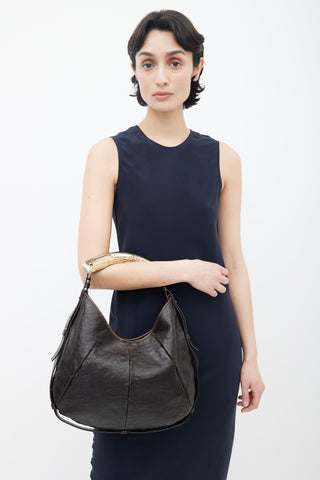 Saint Laurent Dark Brown Mombasa Horn Tote Bag