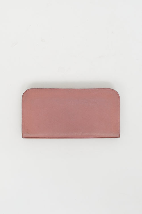 Saint Laurent Pink Leather Continental Silver-Tone Zip Wallet