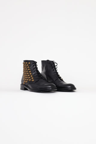 Saint Laurent Black Studded Ankle Boots