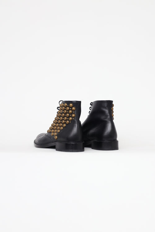 Saint Laurent Black Studded Ankle Boots