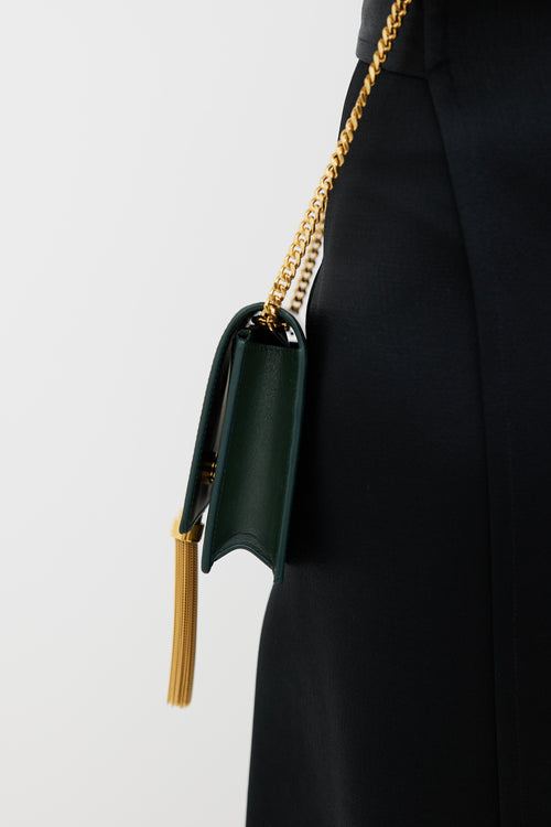 Saint Laurent Green & Gold Leather Portfeuille Bag