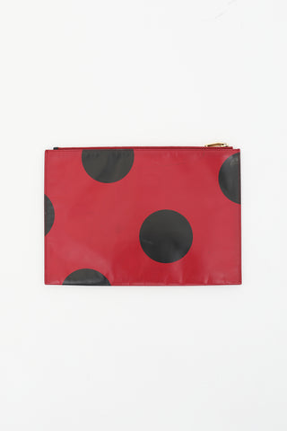 Saint Laurent Red & Black Large Dot Zipped Pouch