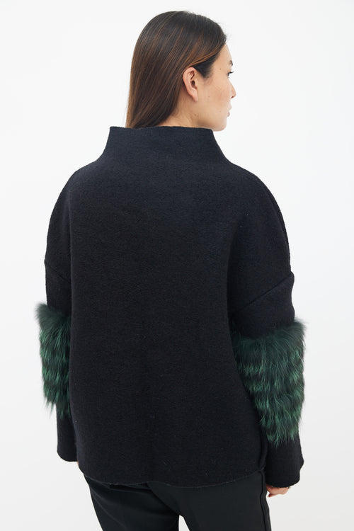 Saks Potts Black Billie Fur Sleeve Sweater