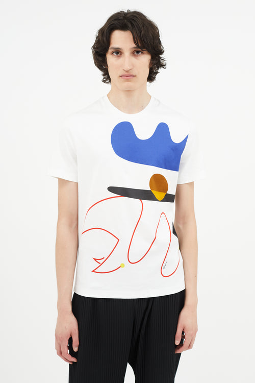 Salvatore Ferregamo White & Multicolour Abstract Print T-Shirt