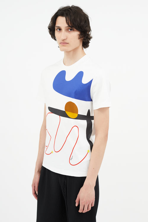 Salvatore Ferregamo White & Multicolour Abstract Print T-Shirt