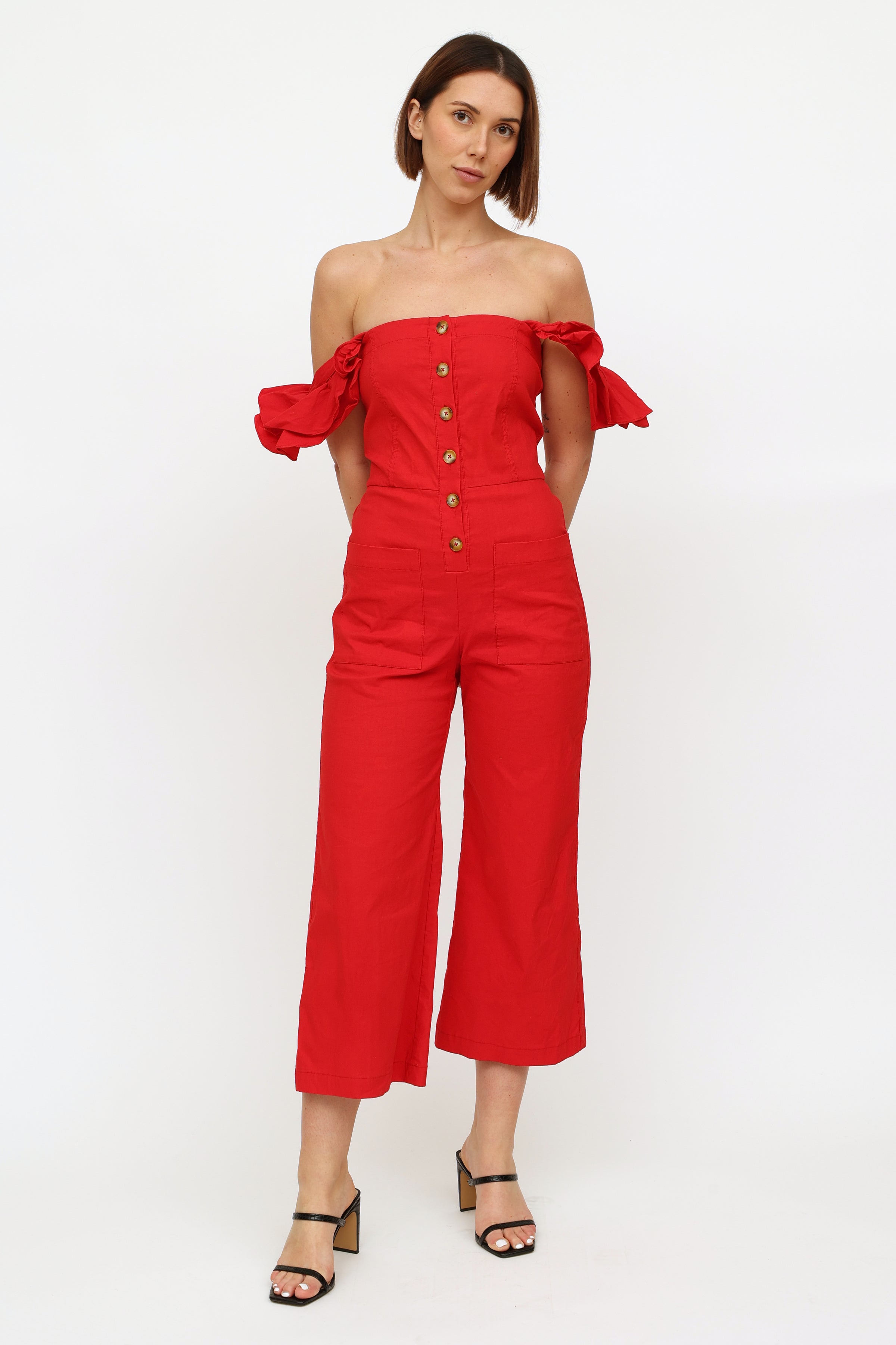 Sea // Red Ruffle Sleeve Jumpsuit – VSP Consignment