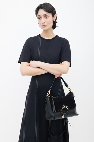 See by Chloé Black Leather & Suede Joan Shoulder Bag